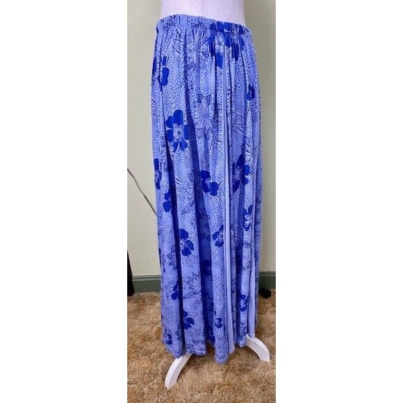 Vintage Prairie Cotton Women's Size M Blue Floral Bohemian Cottage Maxi Skirt - Picture 2 of 6